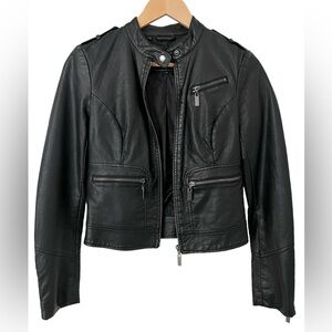 GUESS Black Faux Leather Jacket Biker Moto - Size XS Women